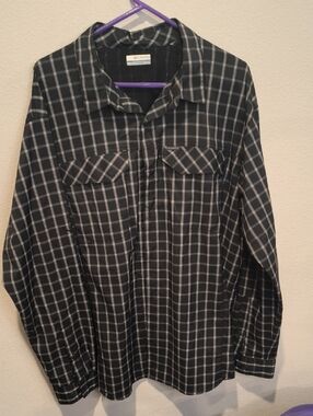 Columbia Fishing Omni Shield Black and White Plaid Shirt with Mesh Back Men's XL